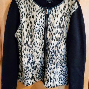 EUC Ann Taylor Leopard Faux Fur with Sweater Long Sleeves SZ XL